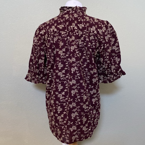 NWT Ann Taylor Embroidered Ruffle Button Top XS - Picture 4 of 6